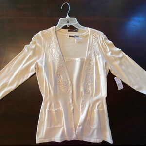 Georgio Armani White shell with matching Cardigan set with Embroidered Details